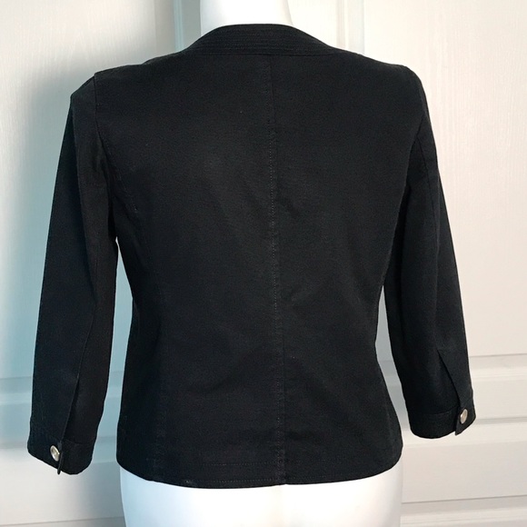 TALBOTS BLACK SINGLE BUTTON 3/4 SLEEVE JACKET - Picture 4 of 6